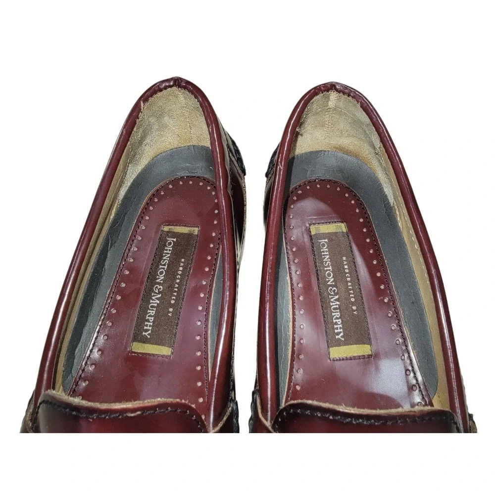 Johnston & Murphy Hayes Men's Tassel Loafers 10.5 M Burgundy Leather Dress Shoes